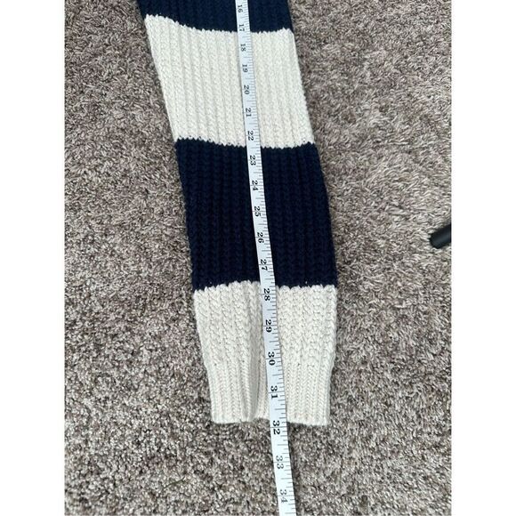 Carve Designs Organic Cotton/Wool Striped Chunky Knit Sweater Navy/Cream XL - Picture 7 of 8